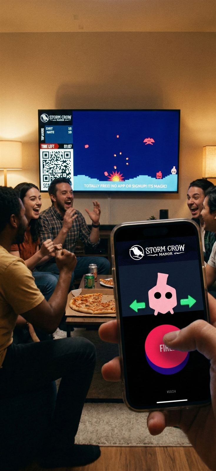 A playful Screenjam-style multiplayer moment with phone control